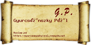 Gyurcsánszky Pál névjegykártya